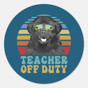 Leraar Buiten Dienst Grappige Newfoundlander Hond Ronde Sticker