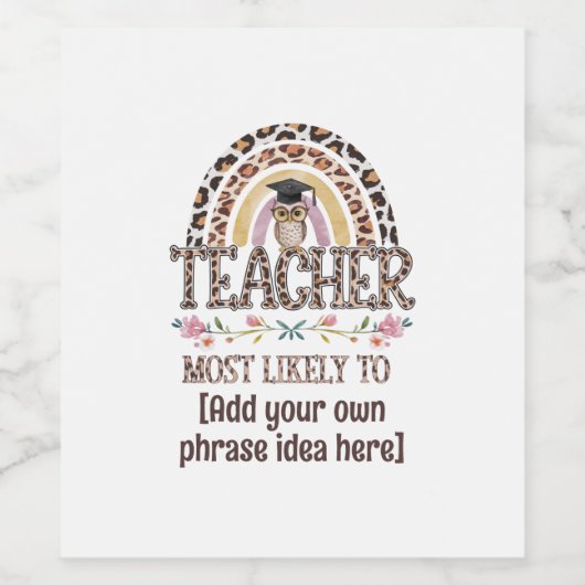 🎓 Leraar cadeau-ideeën: waarschijnlijk aangepaste Wijn Etiket (Enkel label)