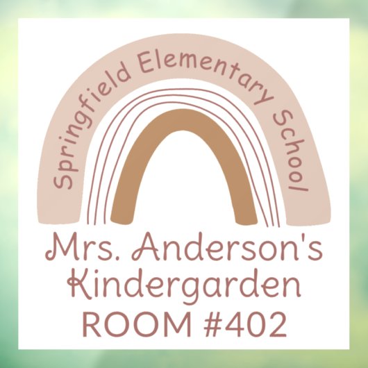 Leraar Classroom Boho Rainbow Window Cling Decal (Vel 3)