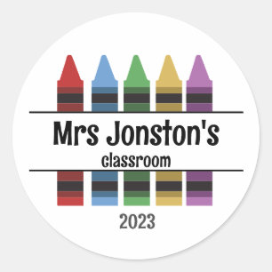 Leraar Classroom Crayon-les Terug naar school Ronde Sticker