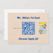 Leraar Classroom Supply List QR-code Aangepast Briefkaart (Voorkant / Achterkant)