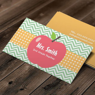 Leraar Cute Apple Chevron Stripes Visitekaartje