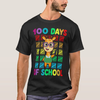 Leraar Cute Giraffe Student 100ste Dag Van School T-shirt
