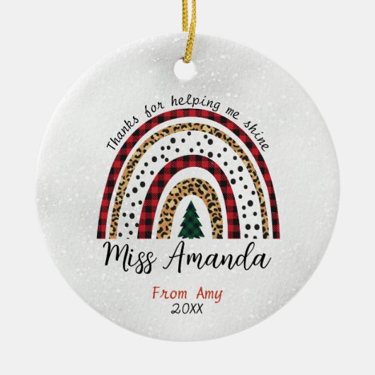 Leraar dank u Kerstmis regenboog Keramisch Ornament (Voorkant)