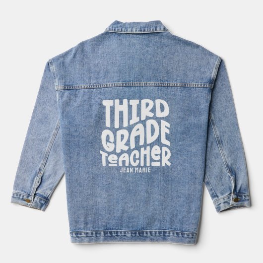 Leraar Derde Klas Minimalistisch Wit Denim Jacket
