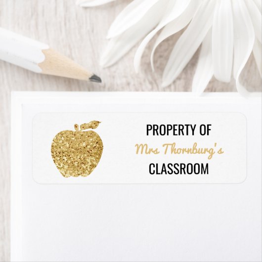 Leraar Eigendom van Classroom Faux Gold Glitter Etiket (Insitu)