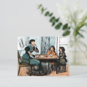 Leraar en studenten. Briefkaarten (Staand voorkant)