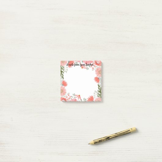 Leraar floral post post-it® notes (Op bureau)