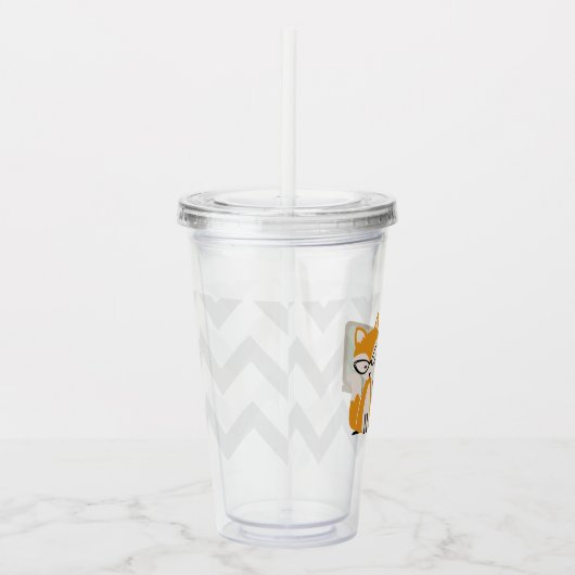 Leraar Fox Chevron Pattern Acryl Drinkbeker (Rechts)