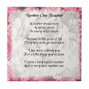 Leraar gedicht - Roze Floral edge Design Tegeltje