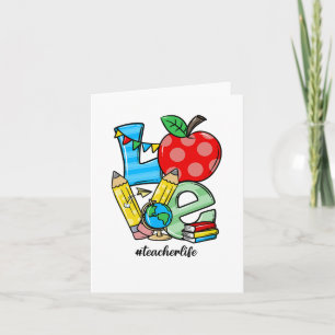 Leraar geeft les materiaal liefde appel symbool  kaart