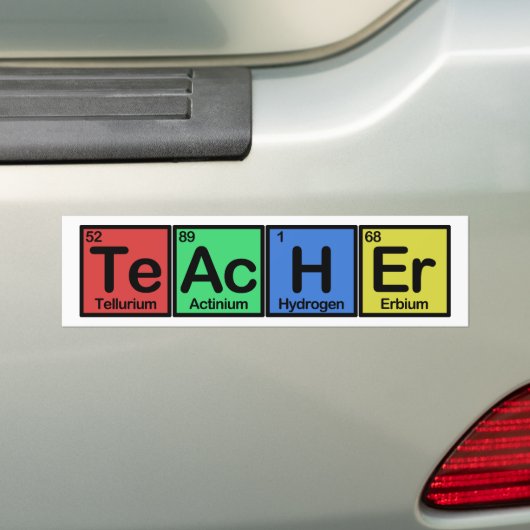 Leraar gemaakt van de kleuren van Elementen Bumpersticker (Op auto)