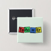 Leraar gemaakt van Elementengrillig Vierkante Button 5,1 Cm (Voorkant /achterkant)