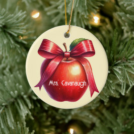 Leraar Gepersonaliseerd Kerstcadeau Rode Appel Keramisch Ornament
