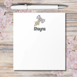 Leraar gepersonaliseerd potlood met dierenprint bo notitieblok