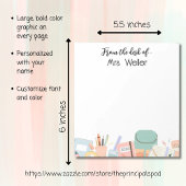 Leraar gepersonaliseerd terug naar school kleurpot notitieblok