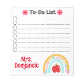 Leraar Gepersonaliseerde Regenboog potlood met app Notitieblok (Voorkant)