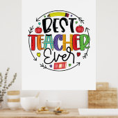 Leraar Gift Best Teacher Ever Poster (Keuken)
