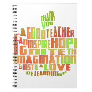 Leraar Gift Keepomwille Apple Quote Hartelijk dank Notitieboek