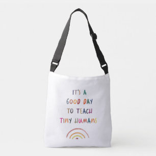 Leraar Goede Dag Kleine Humans Moderne Typografie Crossbody Tas
