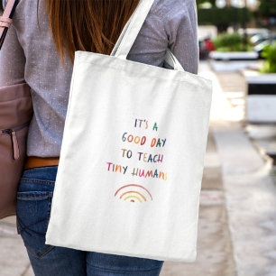 Leraar Goede Dag Kleine Humans Moderne Typografie Tote Bag