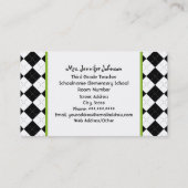 Leraar Green Apple Black Argyle Visitekaartje (Achterkant)