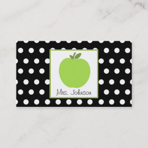 Leraar Green Apple Black met witte pooldots Visitekaartje