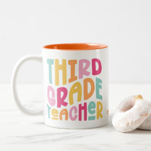 Leraar Groep 5 Kleurrijk Lettertype Ontwerp Tweekleurige Koffiemok