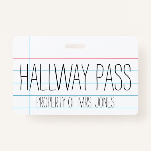 Leraar - Hal Pass Badge (Voorkant)
