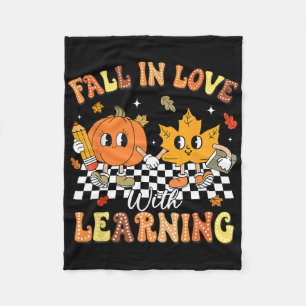 Leraar Halloween Herfst Verliefd Op Leren Dank Fleece Deken