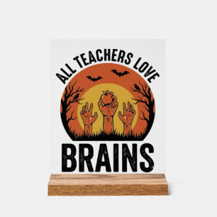 Leraar Halloween Hersenen Vintage Vector Design_1 Acryl Bord
