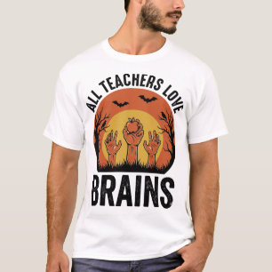 Leraar Halloween Hersenen Vintage Vector Design_1 T-shirt