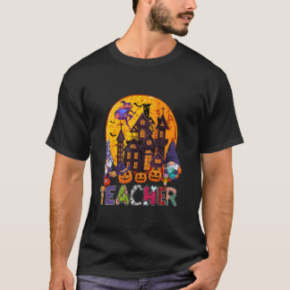 Leraar Halloween Kabouters Als Heks Horror Gesnede T-shirt