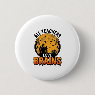 Leraar Halloween Liefde Hersenen Vintage Ontwerp_1 Ronde Button 5,7 Cm
