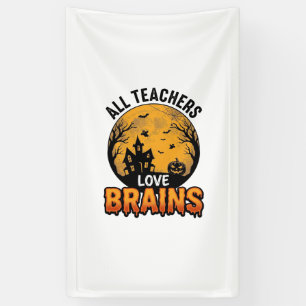 Leraar Halloween Liefde Hersenen Vintage Ontwerp_1 Spandoek