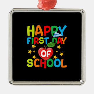 Leraar Happy First Day of School Metalen Ornament