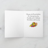 Leraar Happy Thanksgiving met Cornucopia Feestdagen Kaart (Binnen)