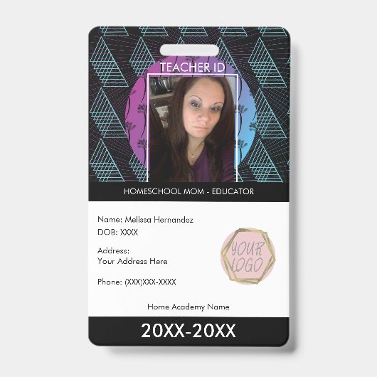 Leraar Homeschooling School Moeder ID Tropische Vo Badge (Voorzijde)