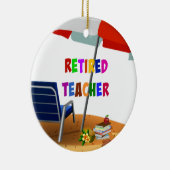 Leraar in ruste, strand Scene (herzien) Keramisch Ornament (Rechts)