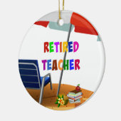 Leraar in ruste, strand Scene (herzien) Keramisch Ornament (Links)