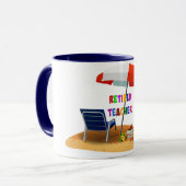 Leraar in ruste, strand Scene, Mok (Voorkant links)