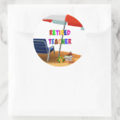 Leraar in ruste, strand Scene, Ronde Sticker (Tas)