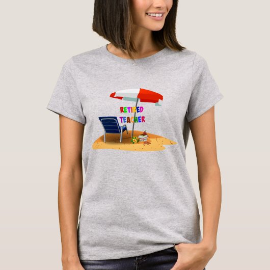 Leraar in ruste, strand Scene T-shirt (Voorkant)