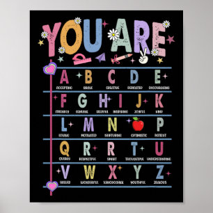 Leraar Je Bent Letters Alfabet Leer Abcs Terug T Poster