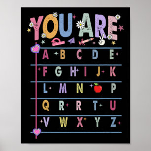Leraar Je Bent Letters Alfabet Leer Abcs Terug T Poster