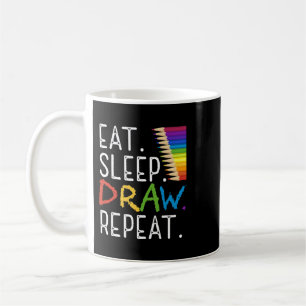 Leraar Job Eat Sleep Draw Herhaal Verf Art Lover Koffiemok