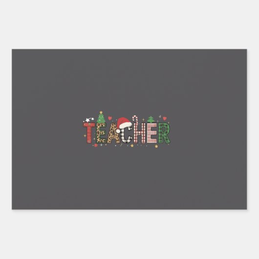 Leraar Kerst Alfabet Leraren Gift Student Inpakpapier Vel (Voorkant)