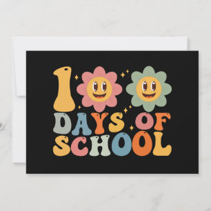 Leraar Kinder Retro Groovy 100 Dagen 0f School Kaart