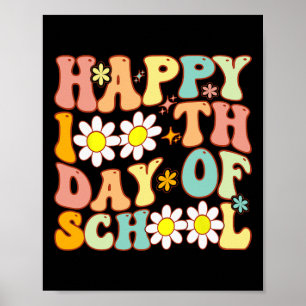 Leraar Kinderen Retro Groovy 100 dagen Happy 100th Poster