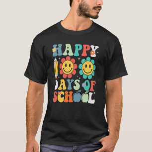 Leraar Kinderen Retro Groovy 100 dagen Happy 100th T-shirt